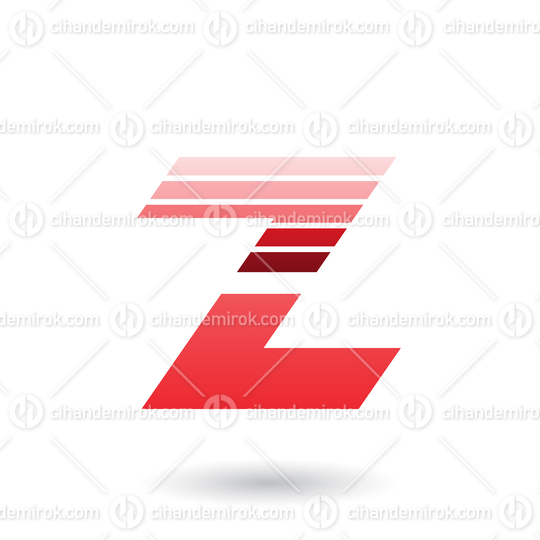 Red Sliced Letter Z with Thick Horizontal Stripes