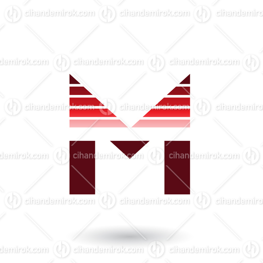 Red Spiky Letter M with Horizontal Stripes Vector Illustration