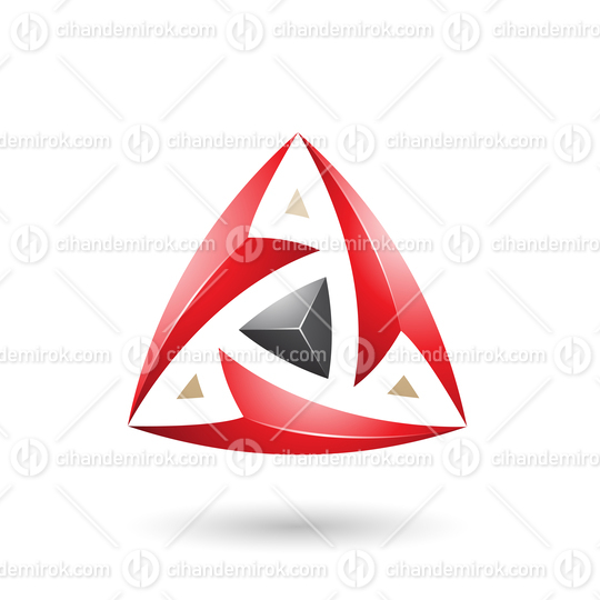 Red Triangle with Arrows Vector Illustration