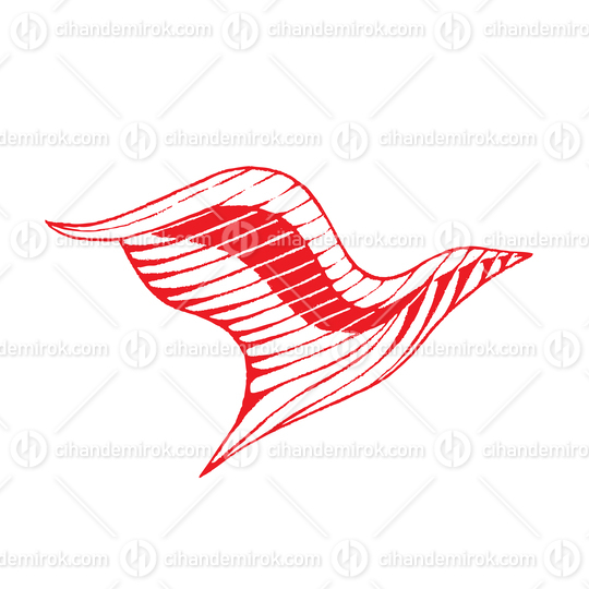 Red Vectorized Ink Sketch of Eagle Illustration