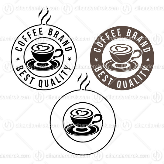 Round Coffee and Heart Icon with Text - Set 4