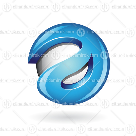 Round Glossy Blue Logo Shape of Lowercase Letter A