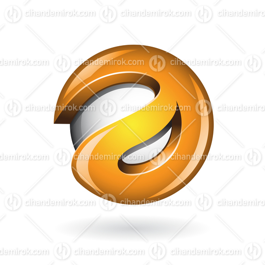 Round Glossy Orange Logo Icon of Lowercase Letter A