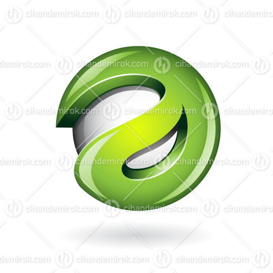 Round Green Glossy Logo Shape of Lowercase Letter A