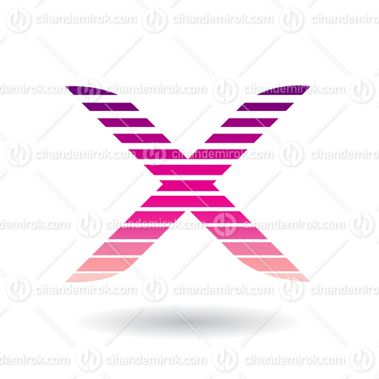 Rounded Striped Magenta Icon for Letter X Vector Illustration