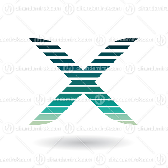 Rounded Striped Persian Green Icon for Letter X Vector Illustration