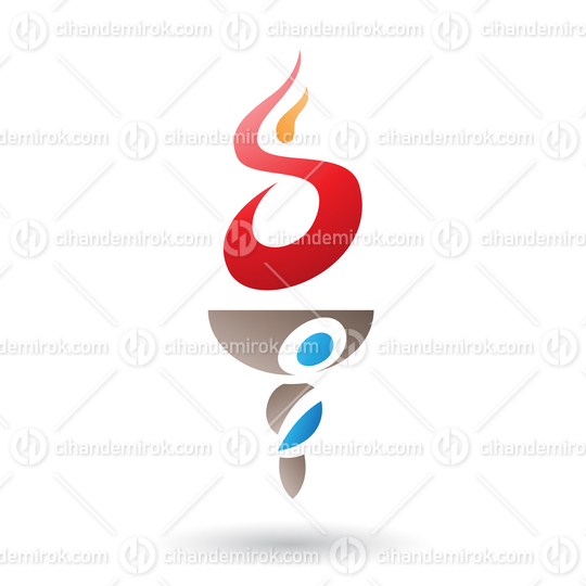 S Shaped Red Fire and Torch Vector Illustration