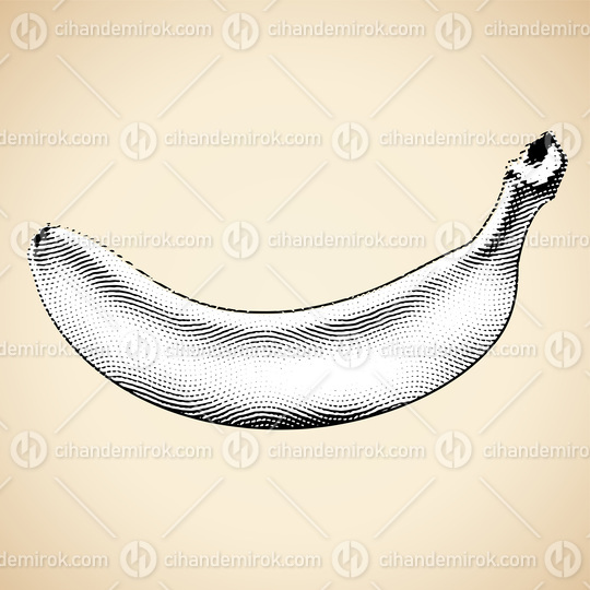 Scratchboard Engraved Banana with White Fill