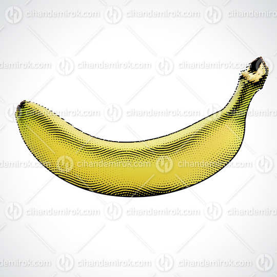 Scratchboard Engraved Banana with Yellow Fill