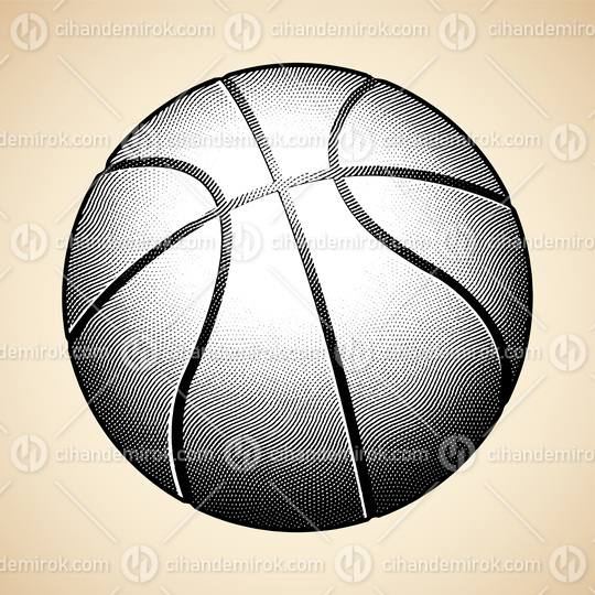 Scratchboard Engraved Basketball with White Fill