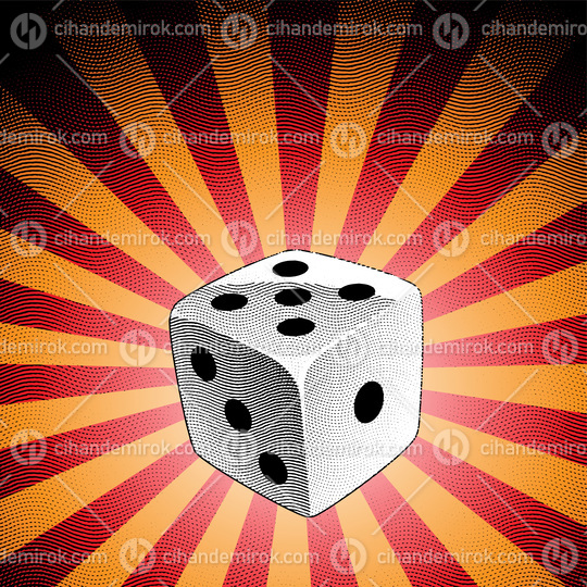 Scratchboard Engraved Dice on Striped Background