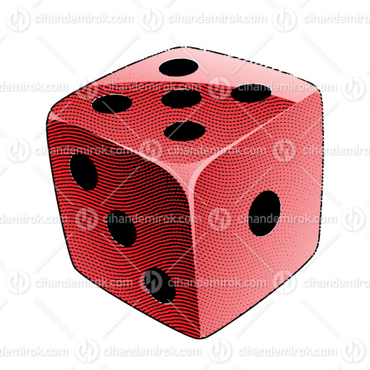 Scratchboard Engraved Dice with Red Fill
