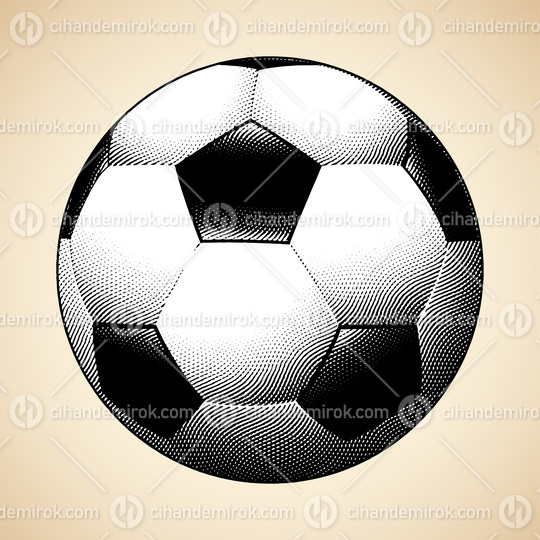 Scratchboard Engraved Football with White Fill