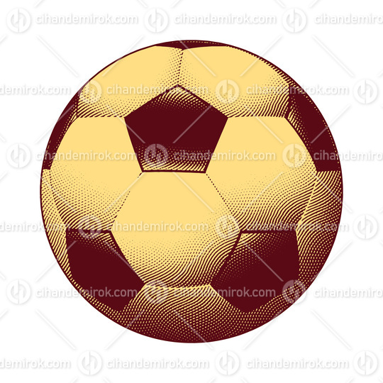 Scratchboard Engraved Football with Yellow Fill