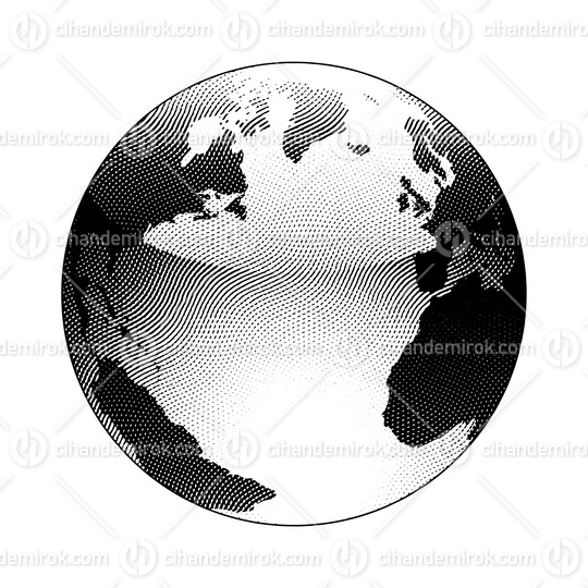 Scratchboard Engraved Globe Illustration