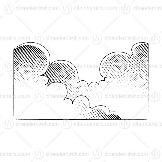 Scratchboard Engraved Illustration of Clouds