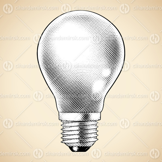 Scratchboard Engraved Lightbulb with White Fill