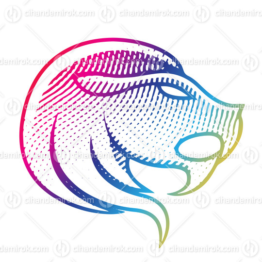 Scratchboard Engraved Lion in Rainbow Colors