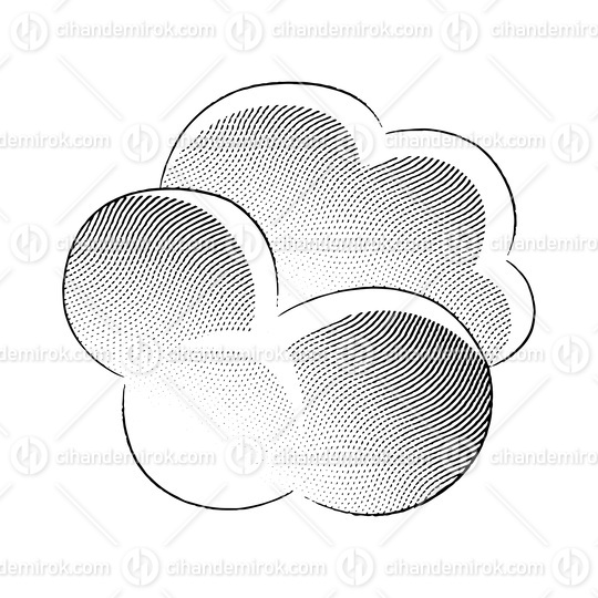 Scratchboard Engraved Puffy Cloud