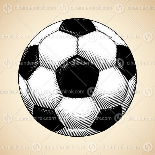 Scratchboard Engraved Soccer Ball with White Fill