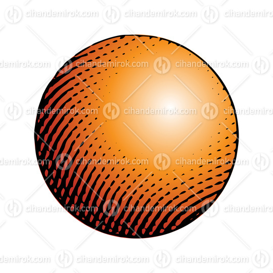 Scratchboard Engraved Sphere with Orange Fill