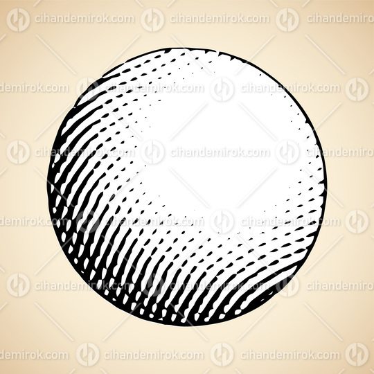 Scratchboard Engraved Sphere with White Fill