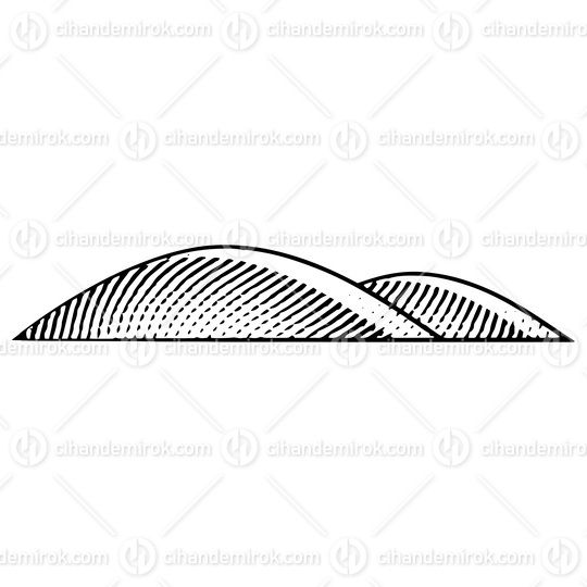 Scratchboard Engraving of Hills