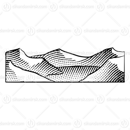 Scratchboard Engraving of Mountain Lake