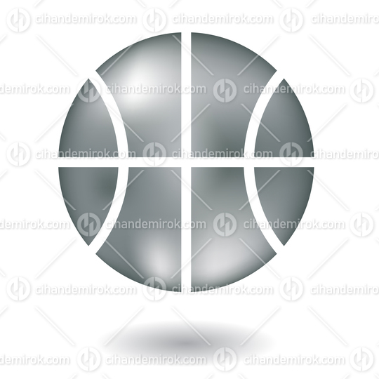 Shiny Metallic Basketball Ball Icon