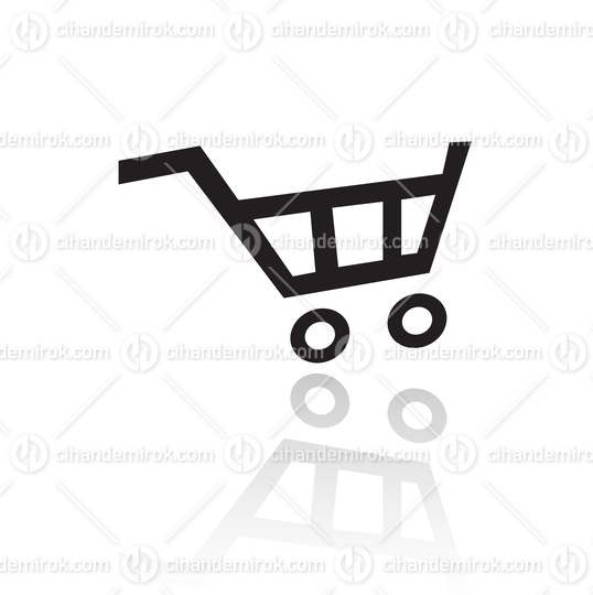 Shopping Cart Icon with Black Minimalist Outlines