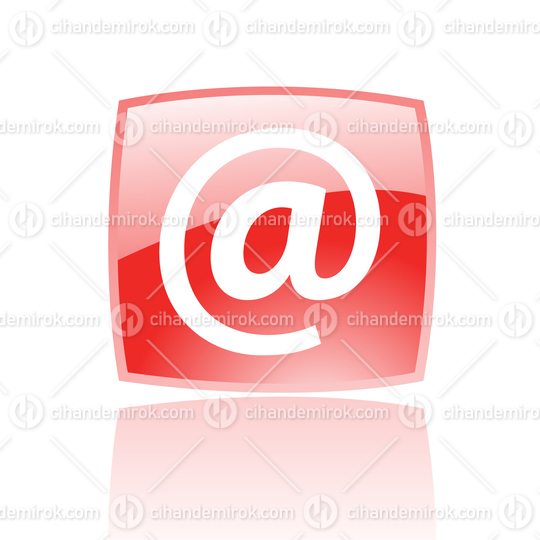 Simplistic Email Symbol on a Red Glossy Square