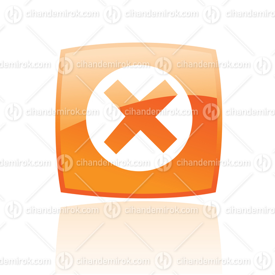 Simplistic Error Symbol on a Glossy Orange Square