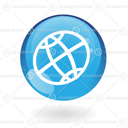 Simplistic Globe Symbol on a Blue Sphere