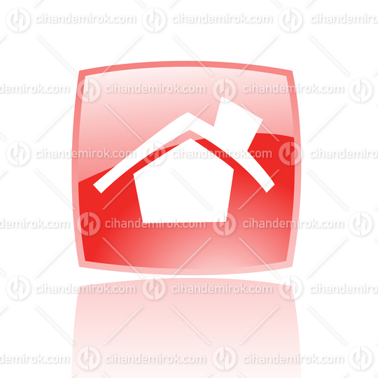 Simplistic Home Symbol on a Glossy Red Square