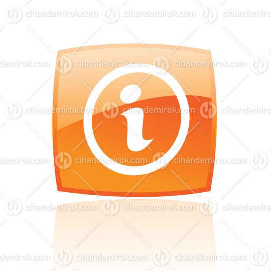 Simplistic Info Symbol on a Glossy Orange Square