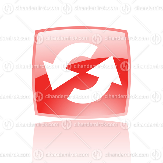 Simplistic Refresh Symbol on a Red Glossy Square