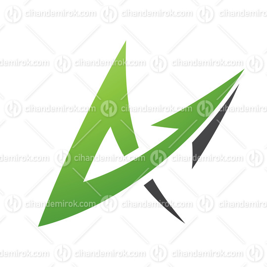 Spiky Arrow Shaped Letter A in Green and Black Colors