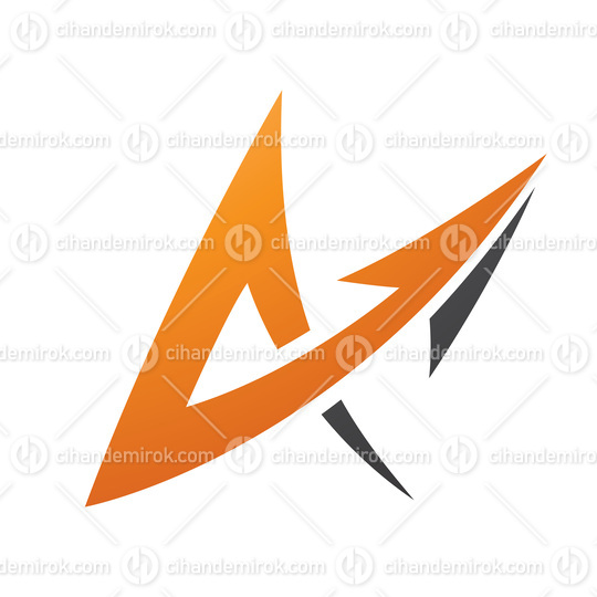 Spiky Arrow Shaped Letter A in Orange and Black Colors