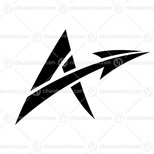 Spiky Black Letter A with a Diagonal Arrow