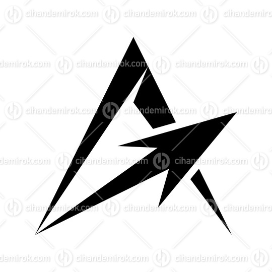 Spiky Triangular Black Letter A and Arrow