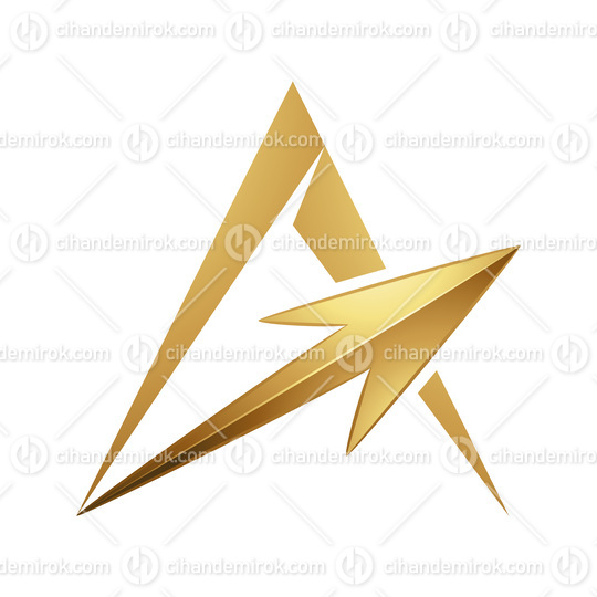 Spiky Triangular Letter A with a Golden Arrow