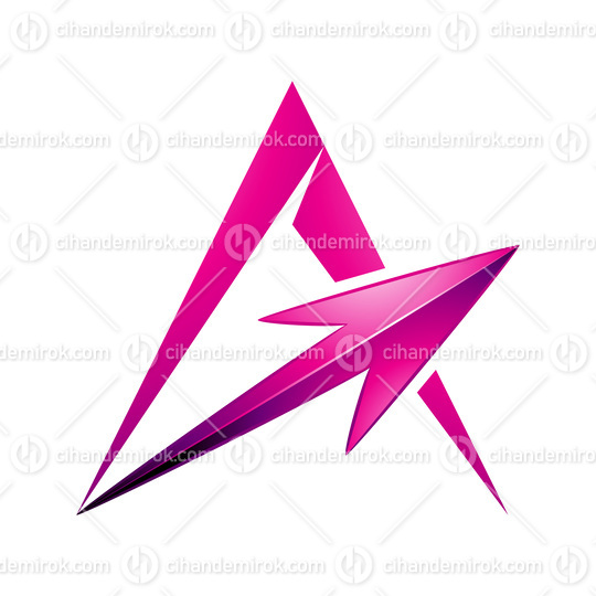 Spiky Triangular Letter A with a Magenta Arrow