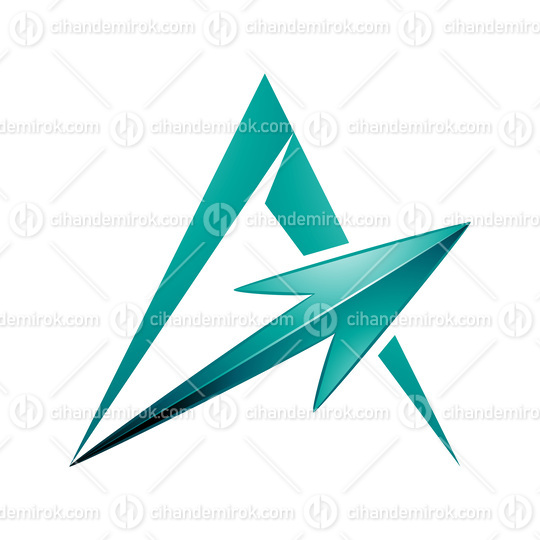Spiky Triangular Letter A with a Persian Green Arrow