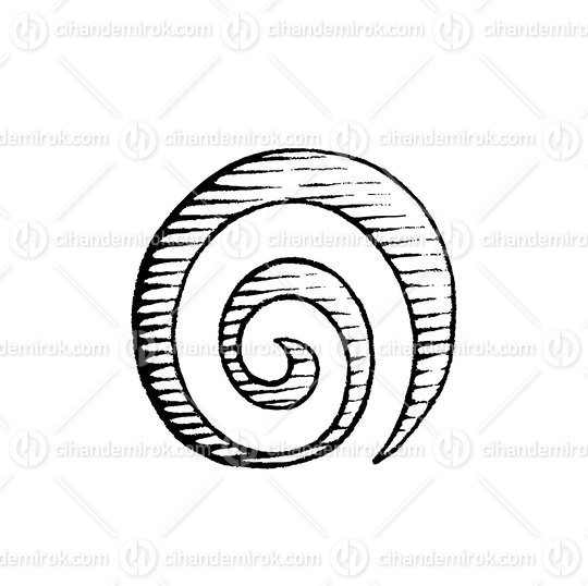 Spiral Galaxy Symbol, Scratchboard Engraved Vector