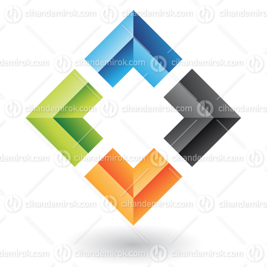 Square Abstract Frame Logo Icon with Colorful Corners