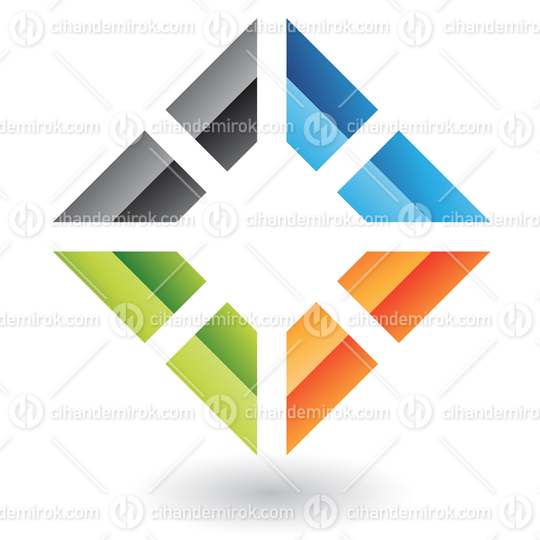 Square Abstract Frame Logo Icon with Colorful Split Edges