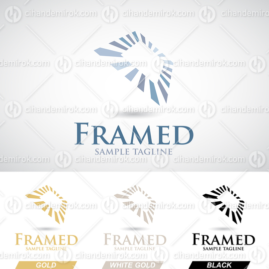 Square Frame Logo Icon with Striped Rectangular Shapes