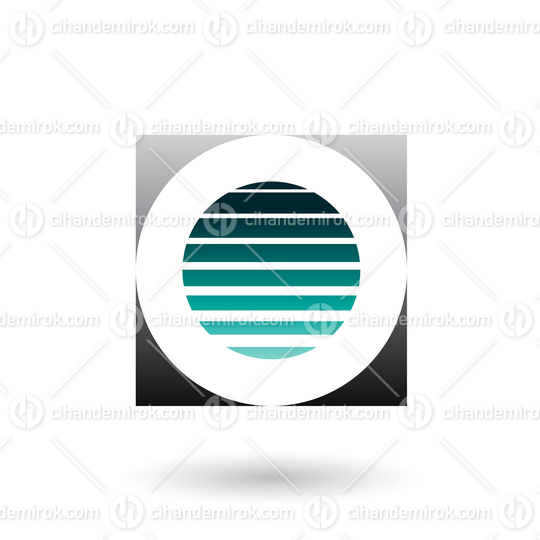 Striped Square Black and Green Icon for Letter O Vector Illustration