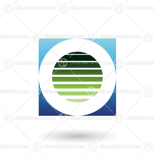 Striped Square Blue and Green Icon for Letter O Vector Illustration