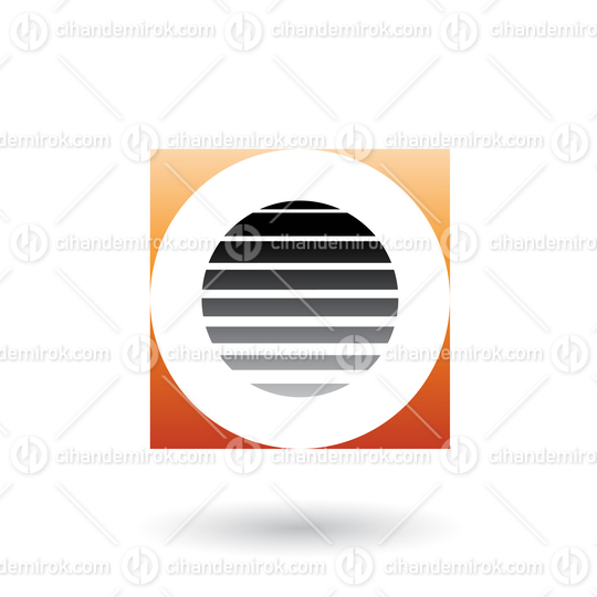 Striped Square Orange and Black Icon for Letter O Vector Illustration